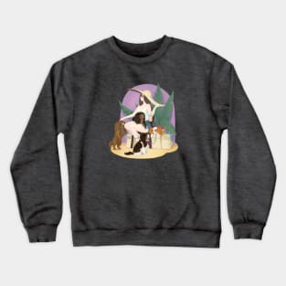 Fashionable Cavalier King Charles Spaniels and Woman Crewneck Sweatshirt